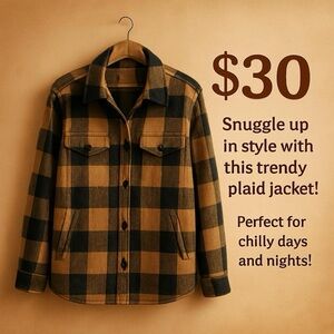 Plaid Tan and Black Men's Jacket